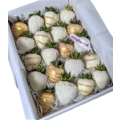 20pcs White & Gold Chocolate Strawberries Gift Box (Custom Wording)